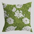 Federa vintage verde con motivo floreale bianco e decorazione a volute geometriche - 45*45cm (Senza Inserto) / Motivo a Volute di Crisantemo Bianco (DRD473-2)