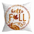 White Thanksgiving pillow cover with orange plaid patterns and Hello Fall text - 45*45cm (No Insert) / Hello Fall Plaid Style (DRD292-2)