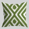 Federa per cuscino geometrica verde e bianca con motivo ikat in stile rustico - 45*45cm (Senza Inserto) / Geometrico a Onde Etnico (DRD473-4)