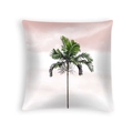 Pink and white gradient pillow cover with green palm tree print for beach decor - Minimalist Palm Tree Design (DRD454-13)
