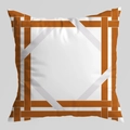 Modern orange geometric pattern throw pillow cover with white base on gray background - Grid Diagonal Ribbon (DRD403-5) / 45x45cm