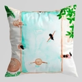 Fodera per cuscino quadrata in morbido peluche con motivo astratto di piscina ad acquerello - 45*45cm (Inserto non incluso) / Piscina Estiva Vista dall'Alto (DRD470-3)