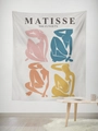 Tapisserie murale nordique avec découpes colorées style Henri Matisse abstrait - 95x73cm / Style Tissu Brossé / Silhouette Féminine Quatre Couleurs (GT59-10)