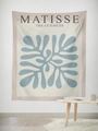 Tapisserie style Matisse nordique avec motif corail bleu-gris pour décoration - 95x73cm / Style Tissu Brossé / Art de Découpe Gris Bleu (GT59-11)