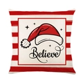 Christmas pillow cover with red stripes and Believe text with a Santa hat illustration - 45x45CM No Pillow Core / Believe Hat Style (YMD155-2)