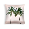 Summer beach peach skin pillowcase with tropical palm trees print on white background - Drd454-17 / 45*45cm (No Insert)