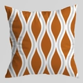 Modern burnt orange decorative throw pillow cover with white wavy geometric patterns - Wavy Interwoven Curves (DRD403-10) / 45x45cm