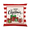 Christmas pillow cover with red and white stripes and Merry Christmas gift box design - 45x45CM No Pillow Core / Merry Christmas Gift Style (YMD155-4)