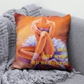 Detailed texture of peach skin pillow cover with ballet dancer art on gray sofa - 45x45 / Ballet Dancer Oil Painting Design (DRD291-6)