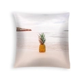Tropical pineapple on sandy beach print peach skin decorative square throw pillow cover - Beach Pineapple Summer Tropical (DRD454-20)