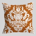 Orange and white damask patterns on square decorative throw pillow cover for sofa decor - Damask Floral (DRD403-13) / 45x45cm