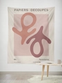 Tapisserie corail abstraite moderne avec formes géométriques en rose Morandi et beige - 95x73cm / Style Tissu Brossé / Art Papiers Decoupes (GT59-18)
