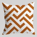Modern caramel and white geometric Z-pattern square throw pillow cover with sleek finish - Geometric Z-shape Lines (DRD403-14) / 45x45cm