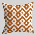 Burnt orange and white ikat wave pattern square throw pillow cover with ethnic design - Ikat Wavy Zigzag (DRD403-16) / 45x45cm