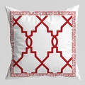 White square cushion cover with red Chinese geometric patterns and Greek key border - Chinese Geometric Greek Key (CRD126-7) / 45*45cm (No Insert)