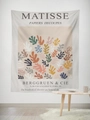 Tapisserie de style Matisse avec feuilles colorées sur un mur blanc dans une chambre - 95x73cm / Style Tissu Brossé / Feuilles Découpées aux Tons Morandi (GT59-24)