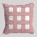Modern square cushion cover with red linear geometric pattern on white fabric base - Linear Grid Style (CRD126-8) / 45*45cm (No Insert)