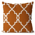 Square orange throw pillow cover with white geometric lattice pattern for sofa - Moroccan Geometric Grid (DRD403-18) / 45x45cm