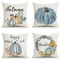 Autumn Thanksgiving pillow covers set of 4 with watercolor pumpkins and fallen leaves - Morandi Watercolor Pumpkins (18)
