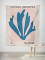 Tapisserie abstraite Matisse avec design de papier découpé bleu et rose pour déco - 95x73cm / Style Tissu Brossé / Découpe Abstraite Bleu Rose (GT59-26)