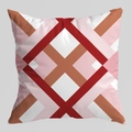 Square cushion cover with red and brown geometric woven pattern on soft fabric - Interlaced Twill Style (CRD126-11) / 45*45cm (No Insert)
