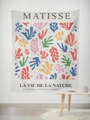 Tapisserie murale avec motif corail abstrait Matisse et décoration design minimaliste - 95x73cm / Style Tissu Brossé / Découpe Colorée Abstraite (GT59-27)