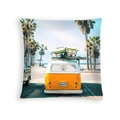 Peach skin pillow cover featuring a yellow vintage surf van beach print on white fabric - Drd454-28 / 45*45cm (No Insert)