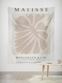 Tapisserie style Matisse avec feuilles roses sur tissu blanc cassé pour décoration - 95x73cm / Style Tissu Brossé / Feuille Botanique Rose Morandi (GT59-28)