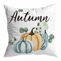 Detailansicht quadratischer Kissenbezug mit Kürbissen und dekorativem Autumn-Schriftzug - 45*45cm (Kein Inlett) / Stil 2
