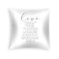 White peach skin pillowcase with black Bible 1 Corinthians 13:4-8 text print - Bible Corinthians Quote (DRD454-29)