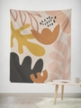 Tapisserie murale corail abstrait style Matisse aux tons chauds terreux pour décor - 95x73cm / Style Tissu Brossé / Plante Abstraite Orange-Brun Gingembre (GT59-30)