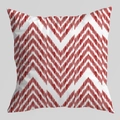 Square cushion cover with red and white geometric ikat pattern in classic style - Geometric Zigzag Style (CRD126-14) / 45*45cm (No Insert)
