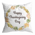 Close-up of Happy Thanksgiving Day text with watercolor autumn leaves on pillow cover - 45*45cm (No Insert) / Style 5