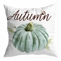 Close-up of soft white pillow cover with watercolor green pumpkin and Autumn text - 45*45cm (No Insert) / Style 6