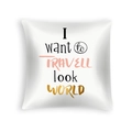 Peach skin pillowcase featuring artistic Travel the World text print in pink and gold - Colorful Art World Travel (DRD454-30)