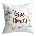 Macro detail of the Give Thanks lettering on white pumpkin harvest throw pillow cover - 45*45cm (No Insert) / Style 8