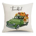 Thanksgiving Kissenbezug mit Oldtimer LKW, Kürbis und Sonnenblume thankful Aufdruck - 45x45CM Ohne Kissenkern / Dankbarer LKW (YMD148-3)