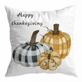 White Thanksgiving pillow cover featuring Happy Thanksgiving text and watercolor pumpkins - 45*45cm (No Insert) / Style 23