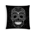 Halloween Mexican sugar skull printed throw pillow cover on soft peach skin fabric - Black and White Sugar Skull (DRD459-10)