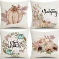 Autumn Thanksgiving pillow covers set with colorful pumpkins and watercolor sunflowers - Watercolor Pumpkin Sunflower Harvest (10)