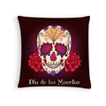 Sugar skull throw pillow with purple background and Dia de los Muertos floral design - Purple Background Day of the Dead (DRD459-11)