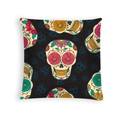 Halloween Day of the Dead cushion cover featuring vibrant colorful sugar skull patterns - Full Page Colorful Deco Skull (DRD459-12)