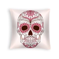 Pink sugar skull pillow cover with floral Mexican Day of the Dead patterns in peach skin - Light Pink Floral Skull (DRD459-13)