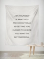 Minimalist white wall tapestry with inspirational black typography in a Nordic living room - Gt45-12 / 95*73 (brushed Fabric)