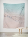 Pink beach landscape wall tapestry with turquoise sea for modern home wall decor - Gt45-15 / 95*73 (brushed Fabric)