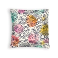 Sugar skull pillow cover with colorful floral watercolor art on white backdrop - Watercolor National Style Skull (DRD459-21)