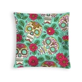 Mint green Halloween sugar skull pillowcase with Mexican Calavera floral print - Mint Green Folklore Art Skull (DRD459-22)