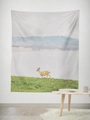 Fawn landscape wall tapestry showing a baby deer by a lake for home decor - Gt45-21 / 95*73 (brushed Fabric)