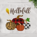 Hello fall placemat with pumpkins and maple leaf design on wood background - Hello Fall Pumpkin (CD11-1)