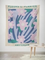 Arazzo con fiori Matisse con design floreale rosa e testo Amsterdam per parete - 95x73 / Tessuto spazzolato / Floreale Amsterdam (GT62-2)